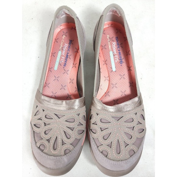 SKECHERS Women Earthfest Repurpose Gray/ Pink Embroidered Flats 49272 (Size 8.5) - Picture 2 of 8